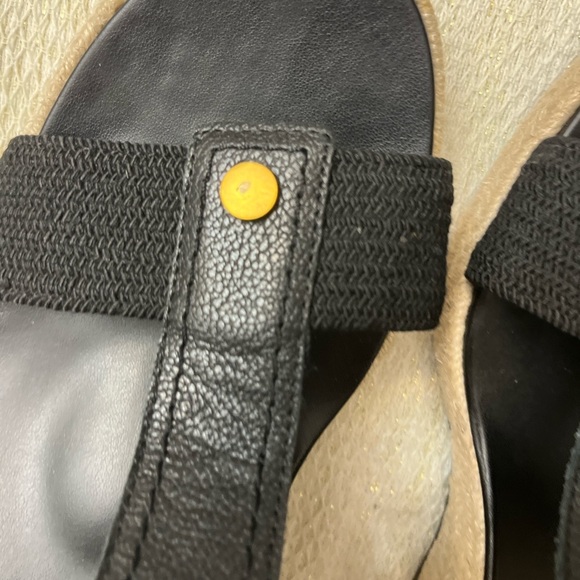 Vionic Calera Espadrille Wedge Sandal Size 10 Black Comfort Strappy Leather - Picture 3 of 10